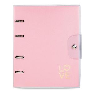 Caderno Premium com sobrecapa argolado, Ultra, coleção Pink Stone, 16,5 x 24 cm