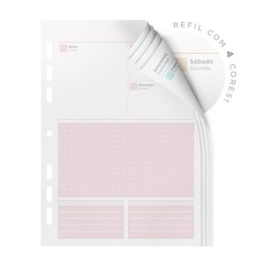 Refil agenda permanente argolado, Maxi, coleção Refil, 90 g branco, 12,5 x 20 cm