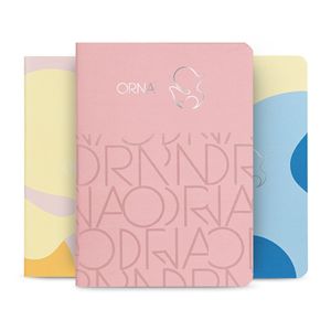 Conjunto de caderno Costurado, Mini, coleção Orna, Colorido, 10 x 14 cm