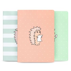 Conjunto de caderno Costurado, Mini, coleção Riccio, Colorido, 10 x 14 cm