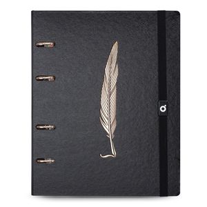 Caderno Premium argolado, Ultra, coleção Noir,  Pena,  16,5 x 24 cm