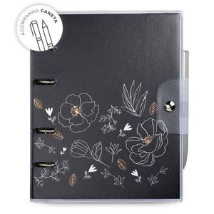 Caderno argolado sobrecapa Ultra, coleção Noir , 16,5 x 24 cm