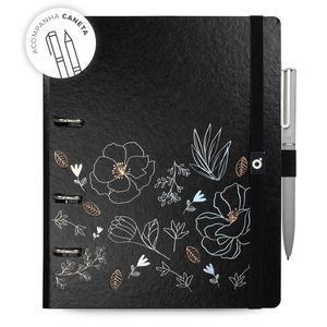 Caderno argolado elástico Ultra, coleção Noir , 16,5 x 24 cm