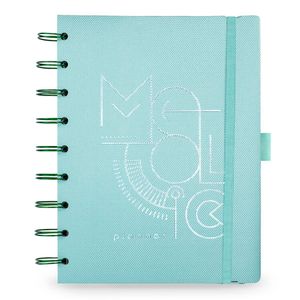 Planner Premium SystemFlex, Ultra, coleção Metallic, Verde, 16,5 x 24 cm