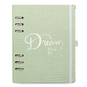 Planner Premium argolado com caixa premium, A5, coleção Cotton,  Verde,  14,8 x 21 cm