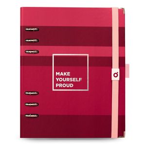 Planner Premium argolado com caixa premium, A5, coleção Viva Magenta,  Listras,  14,8 x 21 cm