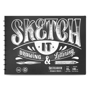 Caderno de Lettering SystemFlex, A3, coleção Prime, Preto, 29,7 x 43,5 cm