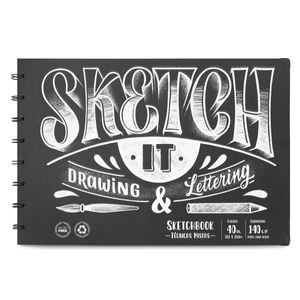 Caderno de Lettering SystemFlex, Ultra, coleção Prime, Preto, 16,5 x 24 cm